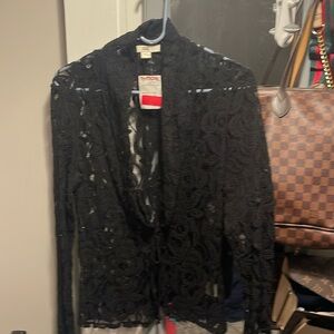 Large see through embroidered fitted blazer type